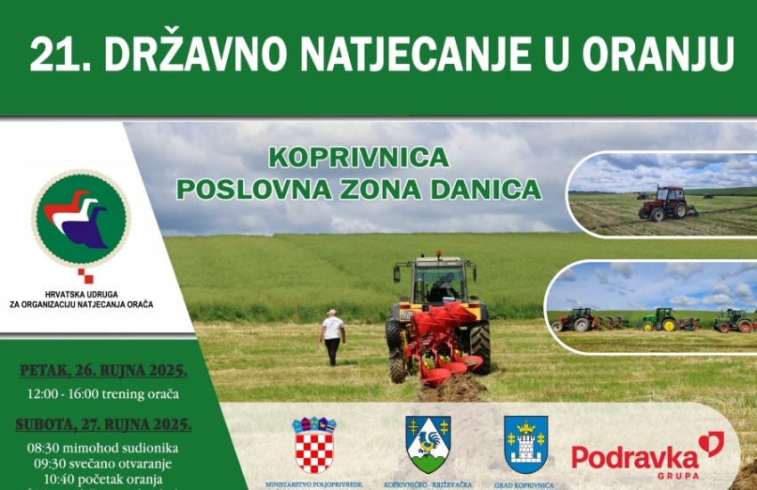 Koprivničko – križevačko županija i Grad Koprivnica - domaćini 21. Državnog natjecanja u oranju Republike Hrvatske