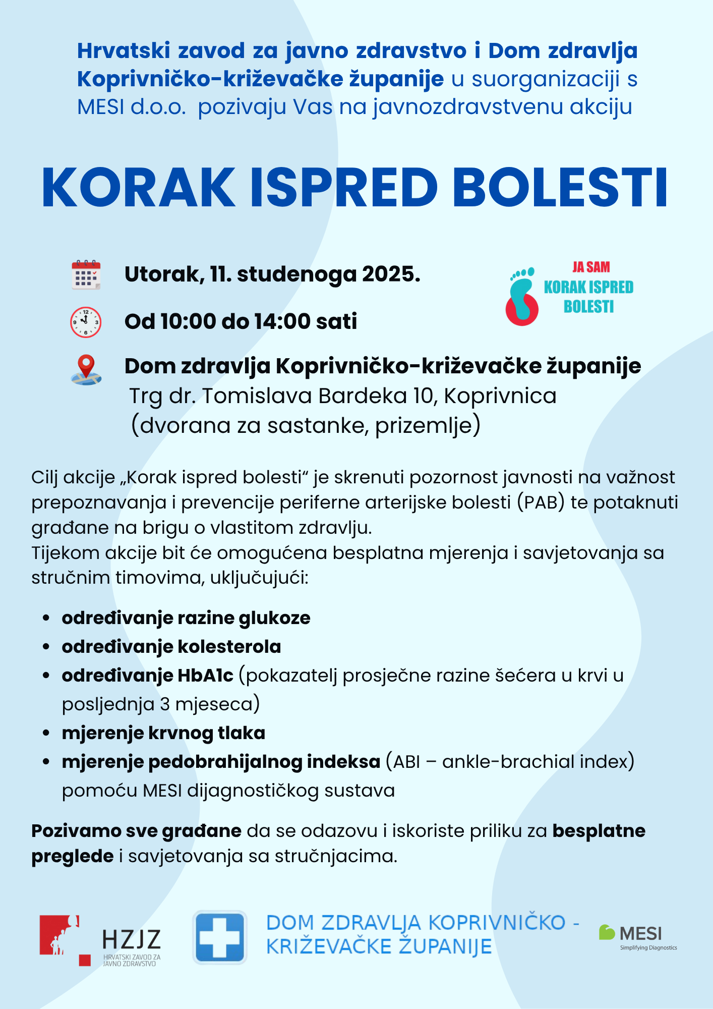 Pozivnica javnozdravstvena akcija Korak ispred bolesti 