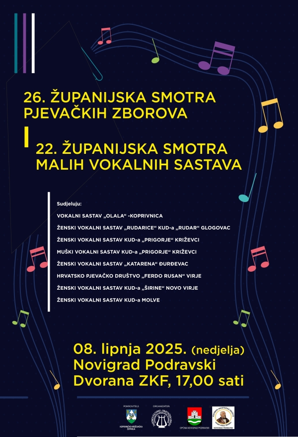 26. Županijska smotra pjevačkih zborova i 22. Županijska smotra malih vokalnih sastava