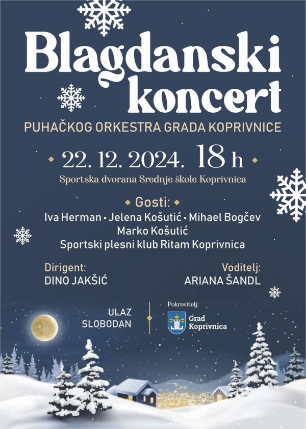 Blagdanski koncert Puhačkog orkestra Grada Koprivnice