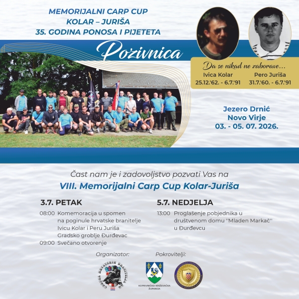 MEMORIJALNI CARP CUP KOLAR &ndash; JURI&Scaron;A &ndash; 35 GODINA PONOSA I PIJETETA